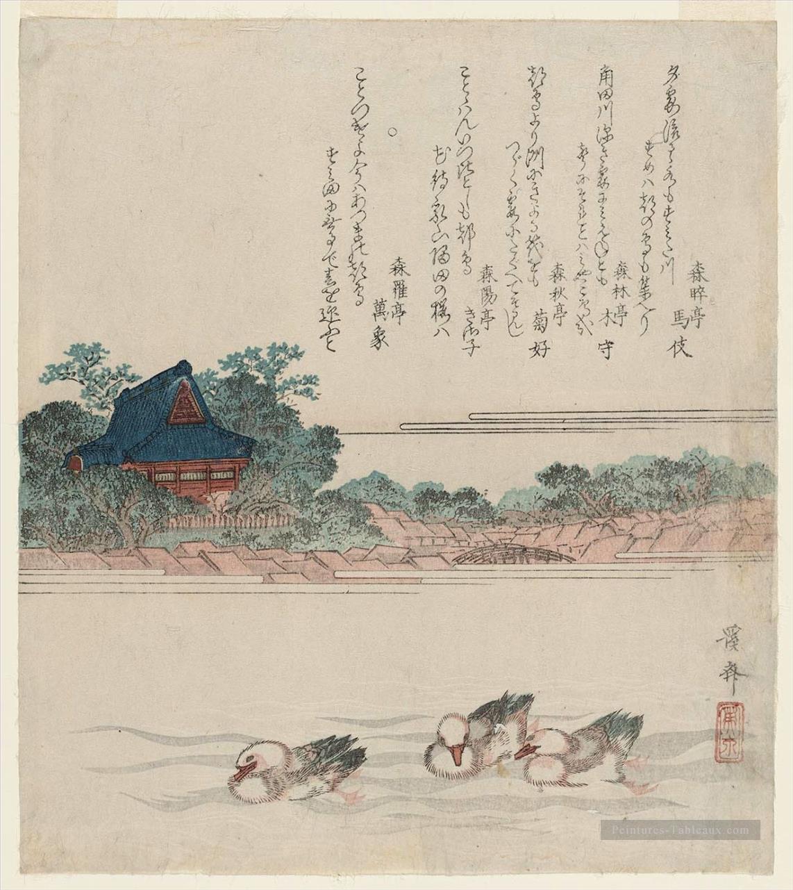 Komagata d Temple à onmaya remblai onmaya Gashi Keisai Ukiyoye Peintures à l'huile